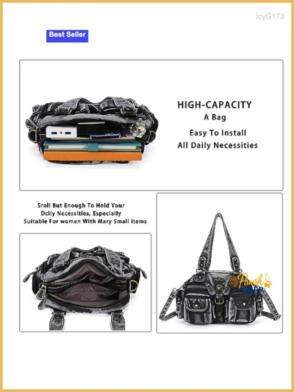 Hobo Crossbody Bag Women Shoulder Multipocket Soft Vegan Leather Handbag